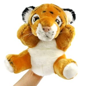 specialyou tiger hand puppet zoo animal puppets jungle friends plush toy for imaginative play, storytelling, teaching, preschool & role-play, 8’’
