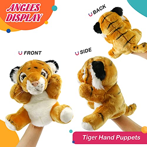 SpecialYou Tiger Hand Puppet Zoo Animal Puppets Jungle Friends Plush Toy for Imaginative Play, Storytelling, Teaching, Preschool & Role-Play, 8’’