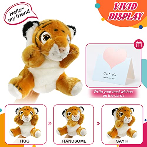 SpecialYou Tiger Hand Puppet Zoo Animal Puppets Jungle Friends Plush Toy for Imaginative Play, Storytelling, Teaching, Preschool & Role-Play, 8’’