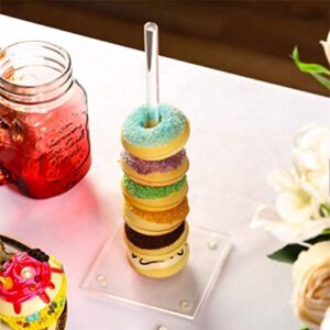 FOCCTS 4 Packs Clear Acrylic Donut Stands, Donut Bar Stand For Wedding Birthday Party, Clear Bagels Doughnut Holder, Non-slip Doughnut Stand Tower with Three Sizes 9'' 12'' 15''