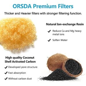 ORSDA Cat Water Fountain Filters, Replacement Carbon, Resin Filters for D30 67oz/2L Automatic Pet Fountain Cat Water Fountain Dog Water Dispenser, 3 Triple Filtration System… (12PCS 67oz/2L Filters)