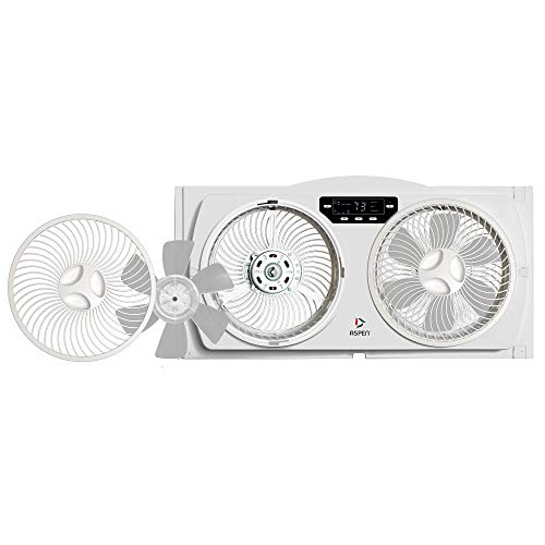 ASPEN Smart Window Dual Fan | WiFi App Controlled 3 Speed + Multi-Function Detachable Blades Easy Clean Reversible Air Flow Twin Window Fan | Compatible with Alexa, Google Assistant