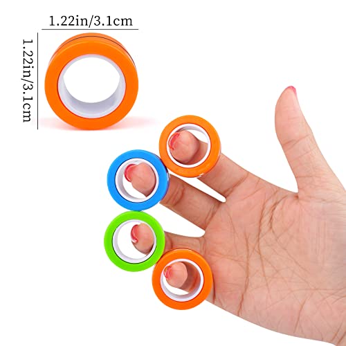 6PCS Magnetic Rings Fidget Toys, Roller Rings, Adult Finger Fidget Toys, ADHD Anxiety Relief Decompression Magical Ring Fidget Toy,Funny Gifts Kids Magnetic Spinner Ring for Boys Girls(Random Color)