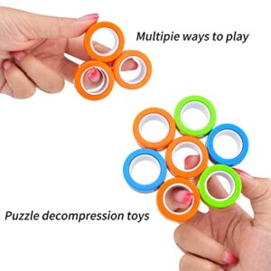 6PCS Magnetic Rings Fidget Toys, Roller Rings, Adult Finger Fidget Toys, ADHD Anxiety Relief Decompression Magical Ring Fidget Toy,Funny Gifts Kids Magnetic Spinner Ring for Boys Girls(Random Color)