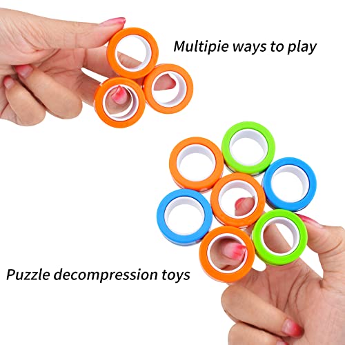 6PCS Magnetic Rings Fidget Toys, Roller Rings, Adult Finger Fidget Toys, ADHD Anxiety Relief Decompression Magical Ring Fidget Toy,Funny Gifts Kids Magnetic Spinner Ring for Boys Girls(Random Color)