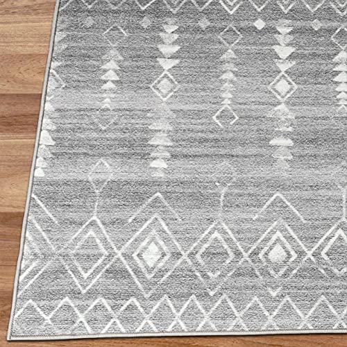 ReaLife Machine Washable Rug - Stain Resistant, Non-Shed - Eco-Friendly, Non-Slip, Family & Pet Friendly - Made from Premium Recycled Fibers - Moroccan - Gray, 5' x 7'