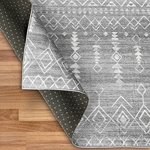 ReaLife Machine Washable Rug - Stain Resistant, Non-Shed - Eco-Friendly, Non-Slip, Family & Pet Friendly - Made from Premium Recycled Fibers - Moroccan - Gray, 5' x 7'