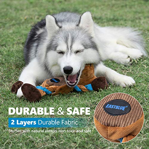 EASTBLUE Reindeer Dog Squeaky Toys: Cute Plush Stuffed Puppy Chew Toy with 6 Squeakers for Small | Medium Breed