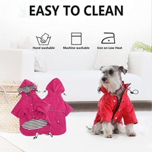 Morezi Dog Zip Up Dog Raincoat with Reflective Buttons, Rain/Water Resistant, Adjustable Drawstring, Removable Hood, Stylish Premium Dog Raincoats - Size XS to XXL Available - Pink - XL