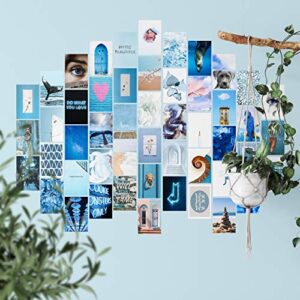 Blue Wall Collage Kit Aesthetic Pictures, Blue Aesthetic Pictures, Collage Print Kit, Bedroom Decor for Teen Girls, VSCO Girls Bedroom - Set of 50 Pcs Photo Prints 4x6 (Dark Blue)