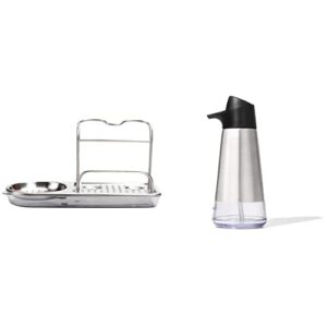 oxo good grips stainless steel easy press dispenser & good grips stainless steel sink caddy