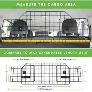 COLETA Dog Car Barrier for SUVs & Vehicles - Adjustable Large Pet Barrier with Bonus Guard Mesh for Full Coverage. Heavy-Duty, Universal-Fit Easy Install-Removal Divider for Pet Car Safety