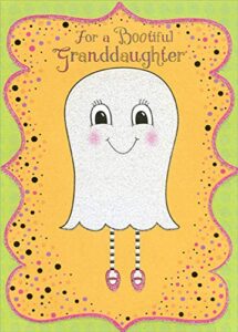 designer greetings cute sparkling ghost with pink shoes juvenile halloween card for granddaughter