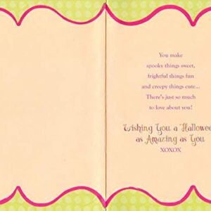 Designer Greetings Cute Sparkling Ghost with Pink Shoes Juvenile Halloween Card for Granddaughter