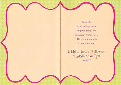 Designer Greetings Cute Sparkling Ghost with Pink Shoes Juvenile Halloween Card for Granddaughter