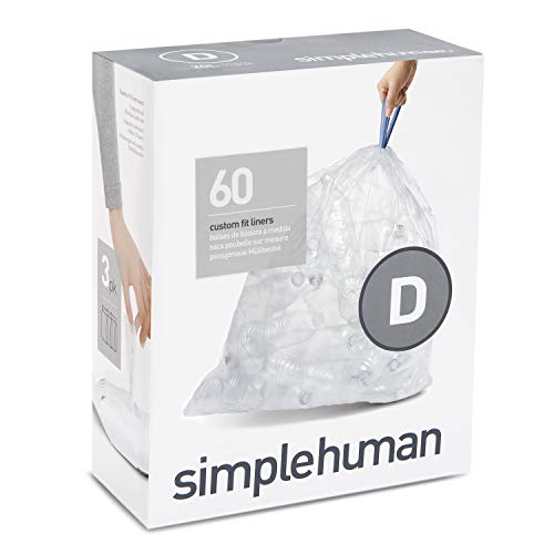 simplehuman 40 Liter / 10.6 Gallon Stainless Steel Dual Compartment Butterfly Lid Kitchen Step Trash Can Recycler & Code D Custom Fit Drawstring Recycling Trash Bags, 20 Liter / 5.2 Gallon, 60 Count