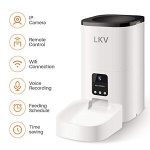 LKV Automatic Pet Feeder, Automatic Food Dispenser for Cats, Dogs and Small Animals, 6L, White (LKV-PFD-101)