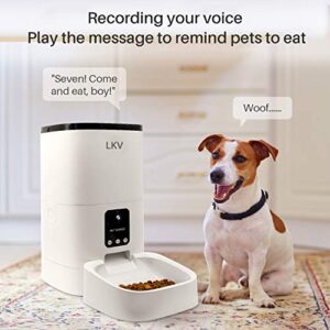 LKV Automatic Pet Feeder, Automatic Food Dispenser for Cats, Dogs and Small Animals, 6L, White (LKV-PFD-101)