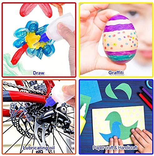 6 Pcs 4 Ounce Needle Tip Glue Bottle 120ml Plastic Dropper Bottles Multicolor Lid with 2 Pcs Mini Funnel for Small Gluing Projects, Paper Quilling DIY Craft, Acrylic Painting