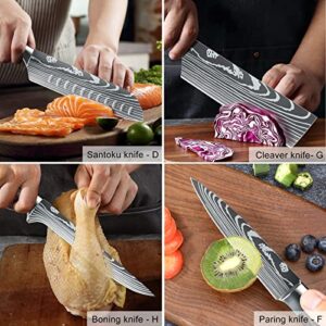 Dfito Kitchen Chef Knife Sets, 3.5-8 Inch Set Boxed Knives 440A Stainless Steel Ultra Sharp Japanese Knives, 8 Pieces Knife Sets for Professional Chefs