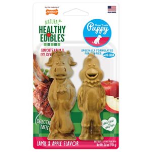 nylabone healthy edibles all-natural puppy chew treats for large breed puppies lamb & apple medium 2 count (pack of 1)