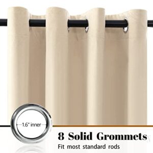 SNITIE Ivory Beige 63in Long Velvet Blackout Curtains with Grommet, Super Soft Thermal Insulated Noise Reducing Thick Velvet Drapes for Living Room and Bedroom, Set of 2 Panels, 52 x 63 Inch Long