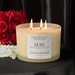 Luxury Candle | Luxe Candles | Soy & Beeswax Candles for Home | 16 oz. Large Jar 3 Wick Candle | Unique Candles | Candle Gift for Women | Bridesmaid Candle Gift