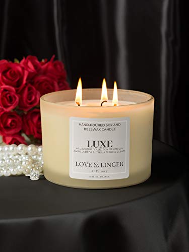 Luxury Candle | Luxe Candles | Soy & Beeswax Candles for Home | 16 oz. Large Jar 3 Wick Candle | Unique Candles | Candle Gift for Women | Bridesmaid Candle Gift