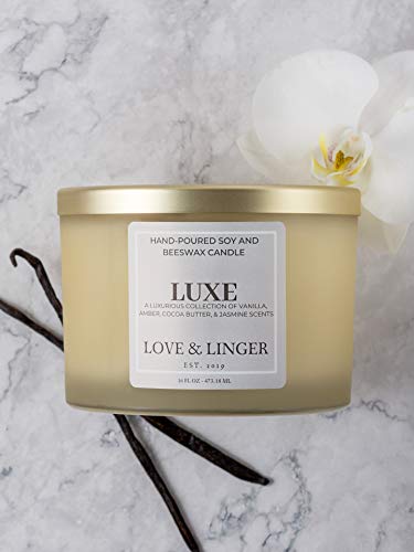 Luxury Candle | Luxe Candles | Soy & Beeswax Candles for Home | 16 oz. Large Jar 3 Wick Candle | Unique Candles | Candle Gift for Women | Bridesmaid Candle Gift