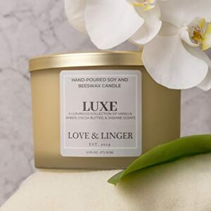 Luxury Candle | Luxe Candles | Soy & Beeswax Candles for Home | 16 oz. Large Jar 3 Wick Candle | Unique Candles | Candle Gift for Women | Bridesmaid Candle Gift