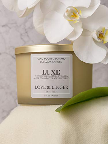 Luxury Candle | Luxe Candles | Soy & Beeswax Candles for Home | 16 oz. Large Jar 3 Wick Candle | Unique Candles | Candle Gift for Women | Bridesmaid Candle Gift