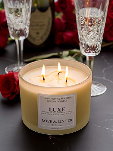 Luxury Candle | Luxe Candles | Soy & Beeswax Candles for Home | 16 oz. Large Jar 3 Wick Candle | Unique Candles | Candle Gift for Women | Bridesmaid Candle Gift