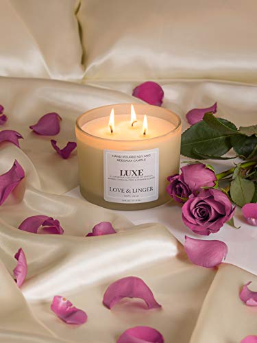 Luxury Candle | Luxe Candles | Soy & Beeswax Candles for Home | 16 oz. Large Jar 3 Wick Candle | Unique Candles | Candle Gift for Women | Bridesmaid Candle Gift