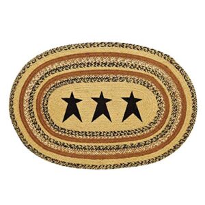 vhc brands kettle grove jute stencil star oval rug 24x36 country braided flooring, caramel brown