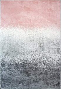 pink and gray ombre striped rug distressed blush graphite block silver living room area bedroom hallway rugs 6'2" x 9'2"