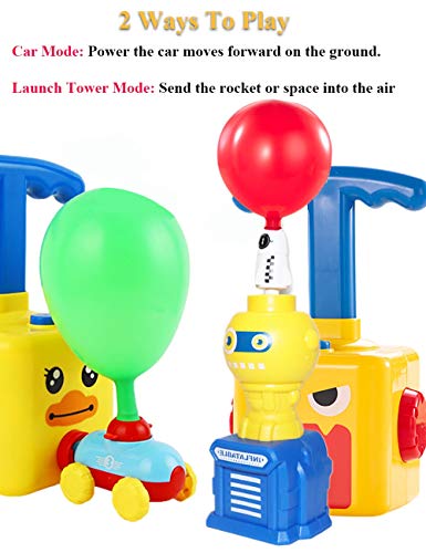 NEXTAKE Balloon Power Racer Launcher Toy Set, Creative Balloon Powered Car Air Power Racer Kit with Launch Tower Rocket Astronaut-12 Balloons (Monster)