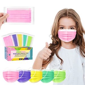 xdx kids face mask individually wrapped-50 pcs disposable colorful mask for boys and girls-soft on skin, 3 ply - 5.7” x 3.74” children's size – for childcare, school, daily use