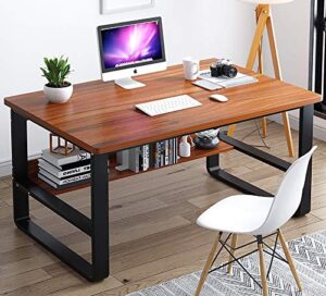computer desk with bookshelf,sturdy office desk modern simple table for home workstation,notebook writing desk with extra strong legs