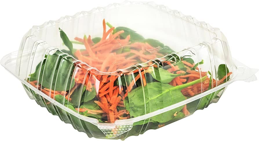 9 Inches Clamshell Plastic Clear Hinged Food Storage Containers 8.3x8.5x2.8 - Pack of 200