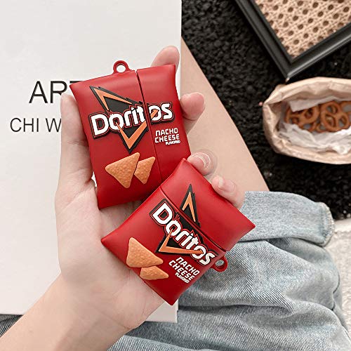 Cute Airpod Case, 3D Cartoon Funny Doritos Protection Case Covering The Skin, with Keychain for Airpods 1&2(Doritos)