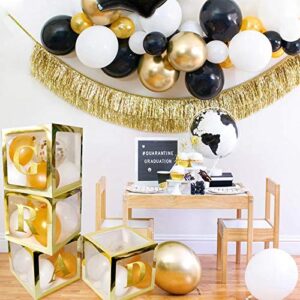 4 pcs Gold Transparent Balloons Boxes with 30 Letters 10 Numbers 5 Symbols, UNIIDECO Neutral Gender Reveal Oh Baby Shower Decorations ABC Blocks Sign, Bridal Wedding Shower Birthday Party Supplies