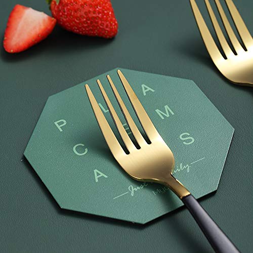 Dinner Forks 6 Pieces Black And Gold Plating, Homquen Sturdy Stainless Steel 7.8" Modern Design Forks Set, Table Fork, Salad Fork With Smooth Edge Dishwasher Safe