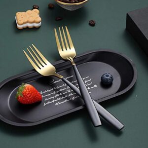 Dinner Forks 6 Pieces Black And Gold Plating, Homquen Sturdy Stainless Steel 7.8" Modern Design Forks Set, Table Fork, Salad Fork With Smooth Edge Dishwasher Safe