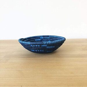 Small African Basket: Ramba/Rwanda Basket/Woven Bowl/Sisal & Sweetgrass Basket/Blues