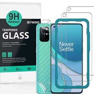 Ibywind Screen Protector For OnePlus 8T,with 2Pcs Tempered Glass,1Pc Camera Lens Protector,1Pc Backing Carbon Fiber Film [Fingerprint Reader,Easy to install]