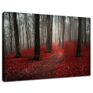 qyhart forest canvas wall art posters hd pictures prints artwork for living room bedroom modern home decor painting stretched and framed ready to hang [18''w x 12''h]