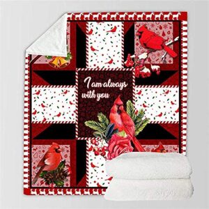 Valentine's Day Cardinals Birds Sherpa Blanket Super Soft Throw Fleece Warm Blanket for Bedroom Couch Sofa Living Room…