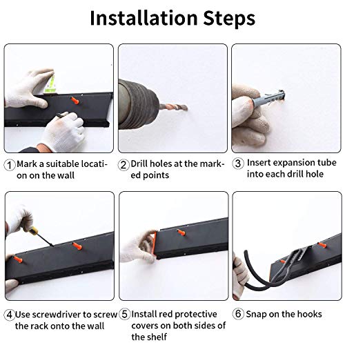 Homeon Wheels Tools Storage Rack system, for Room, Garage Organizer &Garden Organizer, Heavy-duty Solid and Easy to Install, Holds 10 hooks & Max 420 lbs, Holds Shovels, Rakes, Maps, Skis and Bikes