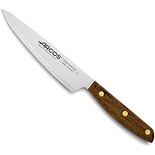 ARCOS Kitchen Knife 6 Inch Stainless Steel. Professional Kitchen Knife for Cooking. Ovengkol Wood Handle 100% natural FSC and 160 mm Blade. Series Nordika