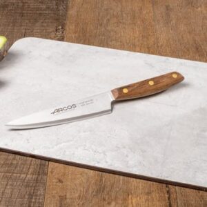 ARCOS Kitchen Knife 6 Inch Stainless Steel. Professional Kitchen Knife for Cooking. Ovengkol Wood Handle 100% natural FSC and 160 mm Blade. Series Nordika